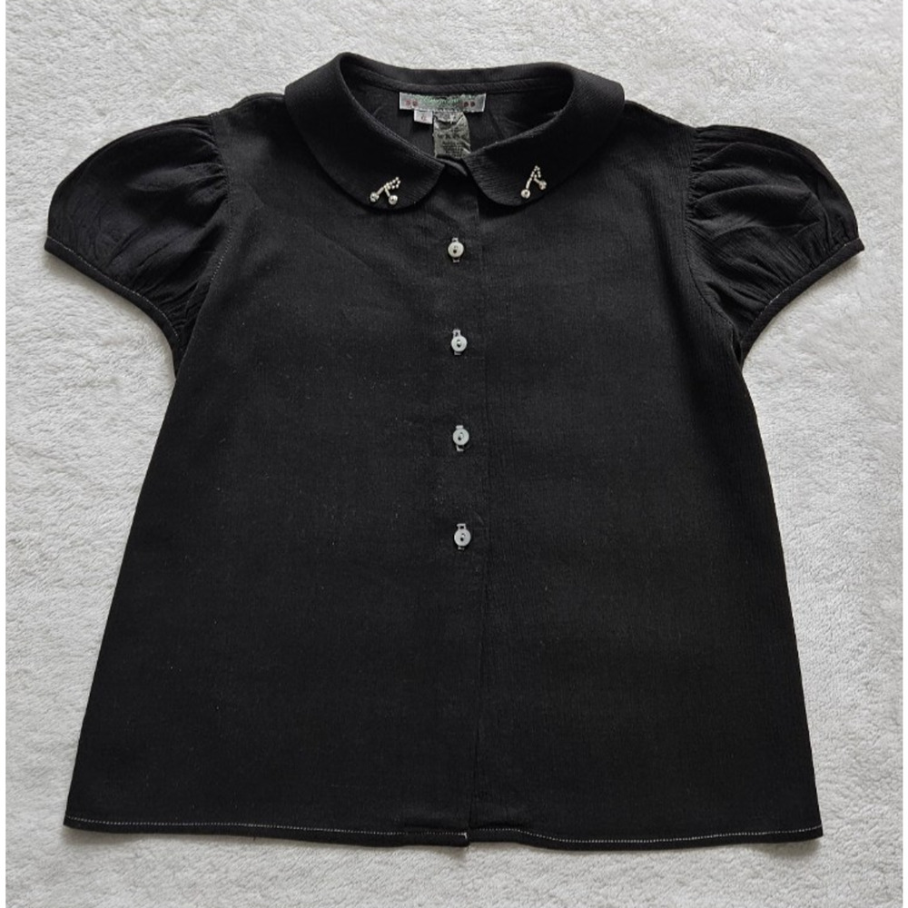 girl's BONPOINT France childrensalon embellished beaded shirt top $345 6 yrs - Picture 2 of 9